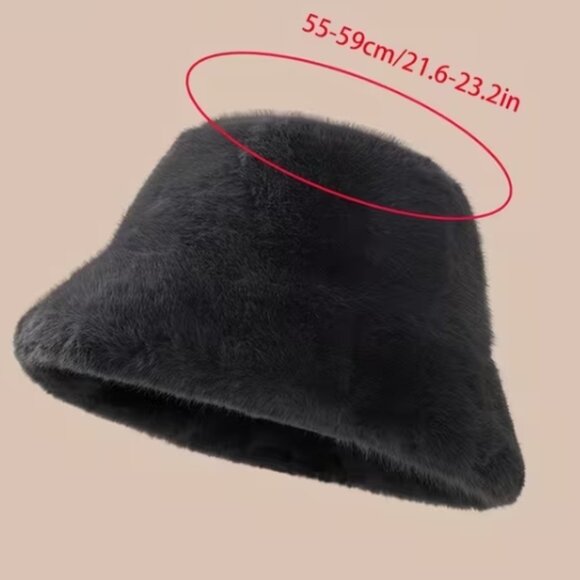 Incredibly Soft & Attractive Gray Faux Fur Bucket Hat. Realistic Look & Feel. - Picture 2 of 2